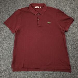 Lacoste Live Polo Shirt Mens Medium 4 Preppy Tennis Burgundy Red Pique Cotton